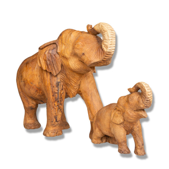 JOYFUL ELEPHANT FAMILY CARVING